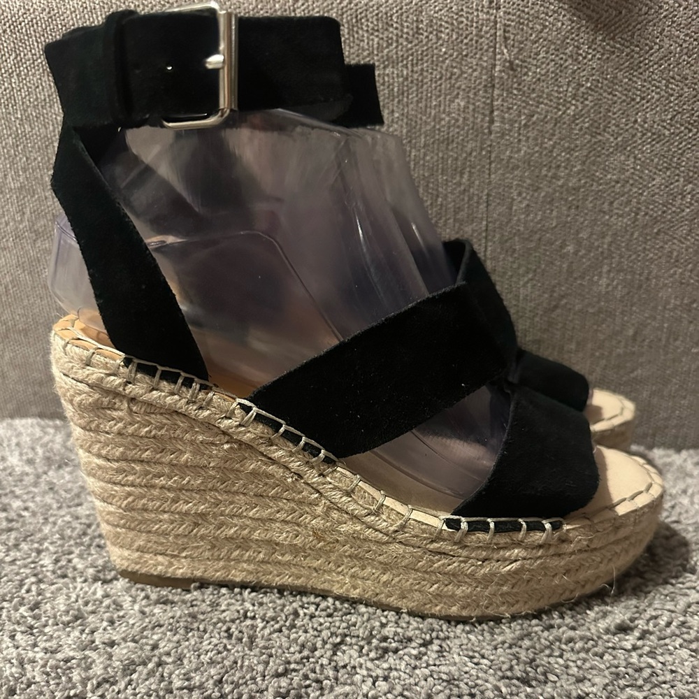 Dolce Vita Shayla Black suede Wedge Espadrille Size 7.5‎